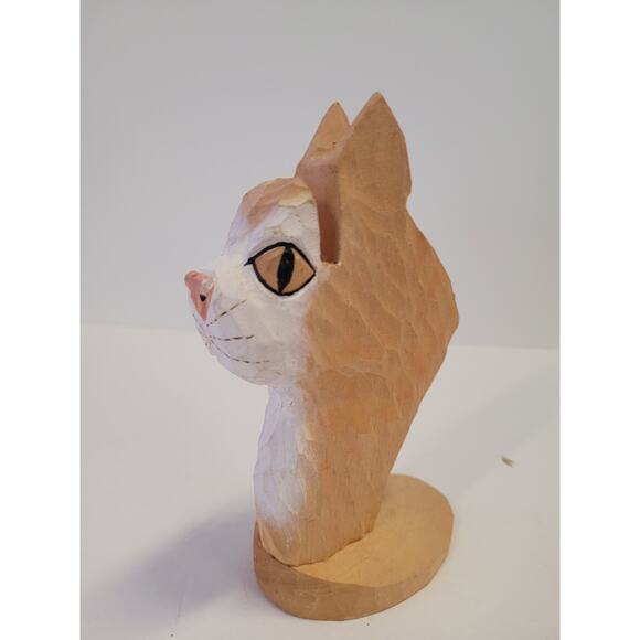 Peepers Eyeglass Holder Cat Kitty Kitten Orange Tabby Wood Hand Carved - Picture 2 of 10